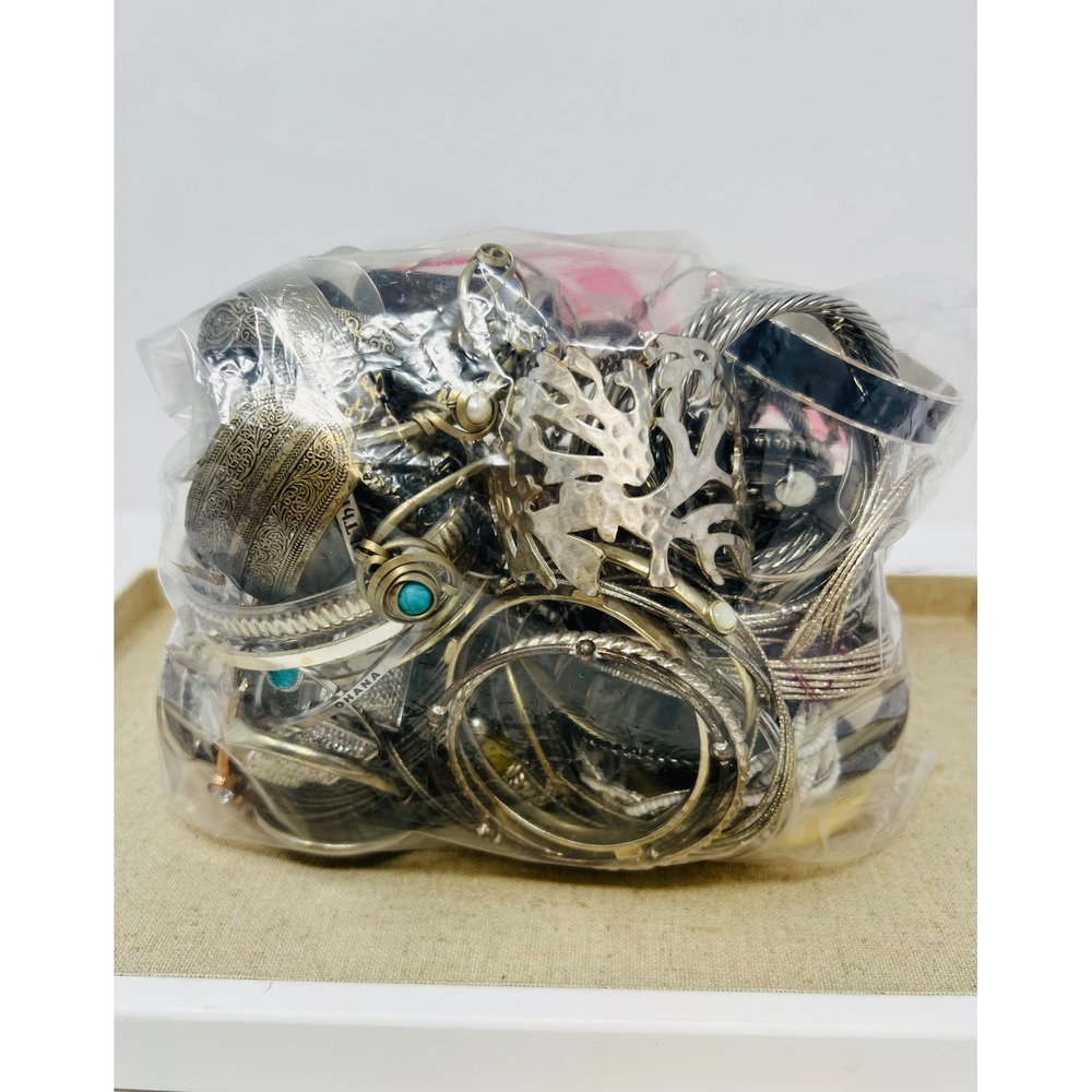 Vintage & Modern Silver Tone Mixed Metal Wearable Bracelet Jewelry Lot 2Lbs